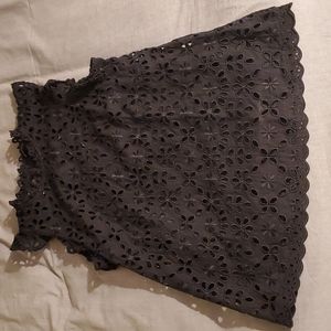 J Crew Black Floral Eyelet style cap sleeve top